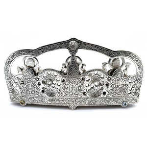 Ecraftindia ประติมากรรมศาสนา25ซม. ประติมากรรมโลหะเงิน laxmi Ganesha saraswati - Product Image 3