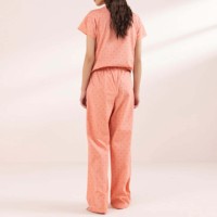 Piyama Wanita Seksi Bahan Satin Polos Musim Semi Panas 100% Katun Ramah Lingkungan Bernapas Cepat Kering Lengan Panjang Set 2 Potong