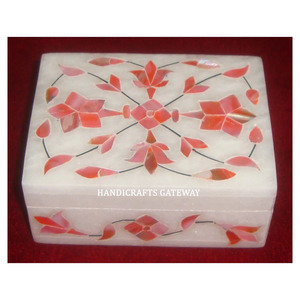 Regalos de boda y caja decorativa para fregona con escaparate de joyería resaltar mármol blanco madre de perla incrustaciones caja de embalaje de joyería - Product Image 1