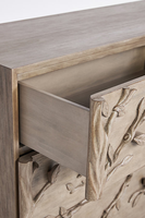 Mueble de Almacenamiento de Lujo Moderno de Madera Maciza de Mango Tallado a Mano Ecológico con Seis Cajones para Sala de Estar, Apartamento o Almacén