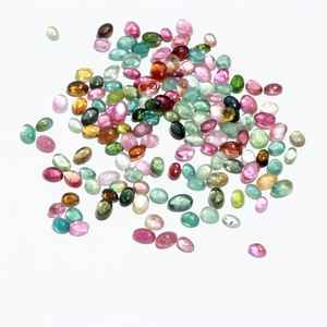 Cabujones Ovalados de Turmalina Sandía AAA de 5-6 mm, Cuentas Ovaladas de Turmalina Multicolor Lisas, Piedras Preciosas de Turmalina Natural para - Product Image 1