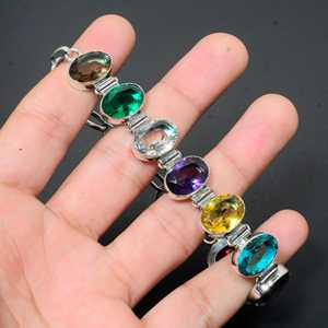 สร้อยข้อมือเงินแท้ 925 ประดับพลอยหลากชนิดแบบวินเทจ ดีไซน์สวยหรู เหมาะสำหรับเป็นของขวัญสำหรับผู้หญิงในโอกาสแต่งงานและวันครบรอบ - Product Image 2