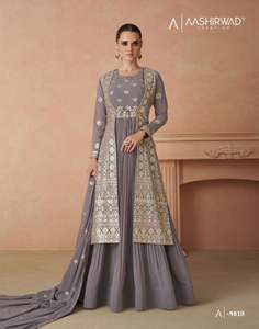 Último diseñador Real Georgatte bordado secuencia trabajo elegante vestido adultos alta fiesta tradicional con Salwar Lehenga Choli - Product Image 5