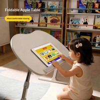 Bureau d'appoint pliable et réglable en bois d'hévéa en forme de pomme pour enfants, idéal pour la lecture, l'étude et l'utilisation d'ordinateur au chevet, dans la chambre ou à la maison