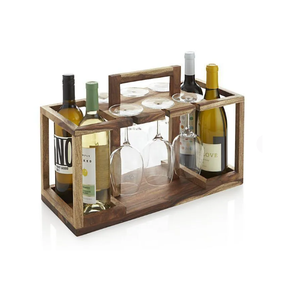Mango hecho a mano para servir botellas de vino, hecho a mano, de madera de Acacia, fabricante Caddy - Product Image 4