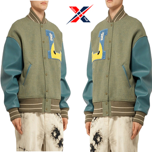 Veste universitaire pour homme de haute qualité à prix de gros, en coton de soie, patchwork, col montant, respirante, séchage rapide pour l'hiver - Product Image 5