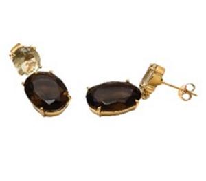 Pendientes de plata de ley 925 con gema de limón y ahumado, pendientes ovalados y redondos - Product Image 1