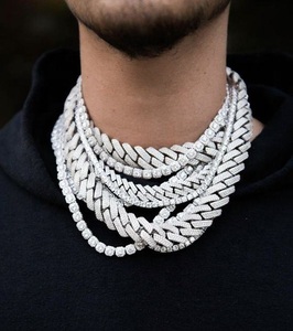 Hip Hop 925 argent plaqué chaîne Moissanite diamant remorquage tons personnalisé chaîne à maillons cubains hommes bijoux usine prix de gros - Product Image 3