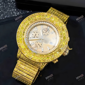 Nuevo Reloj de Lujo con Diamante Moissanite VVS de Alta Calidad, Edición Súper Amarilla, Cronógrafo Mecánico, Reloj de Moda con Encanto - Product Image 1