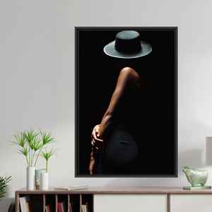 Printed Boho Woman Silhouette <b>Canvas</b> - Modern Art for Home,Black <b>Framed</b> - Product Image 1