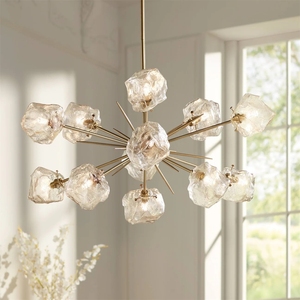 Lustre moderne Spoutnik doré blanc lait Lustre en laiton brossé du milieu du siècle Lustre de plafond encastré Suspension - Product Image 2
