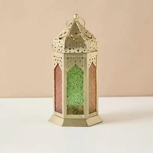 Unique Design Colorful <b>Glass</b> Moroccan Metal Candle <b>Lantern</b> With Beautiful Cut Work for Ramadan & Eid Decorations - Product Image 5