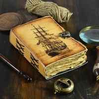 Carnet de voyage vintage en cuir véritable avec papier à bords festonnés 7x5, style classique, fait main, cadeau d'aventure pour écrivain