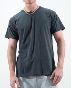 Hommes 100% coton t-shirt col rond décontracté à manches courtes régulier haut uni blanc en vrac vêtements à la mode nouveau été t-shirt RRI-TS-18 - Product Image 3