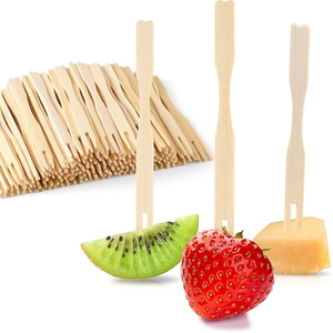 Mini-String Cute Bamboo Fruit Tenedor Raqueta Stick Desechable Baya recubierta de azúcar para niños Sostenible para bodas al por mayor - Product Image 4