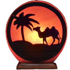 Lampe à sel rose de l'Himalaya 3D sculptée panier et fleur Style Home Decor Utilisation brute Shell Technique Artisanat naturel Décoration - Product Image 1