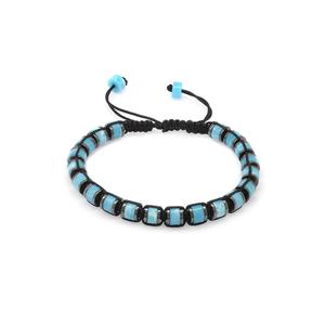 Bracciale da uomo in pietra naturale con Varisite turchese intrecciata a taglio a cilindro macramè