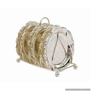 Sous-verres en métal argenté royal plaqué or, écologiques, uniques, réutilisables, tapis et coussinets de dessous de plat de qualité export - Product Image 1