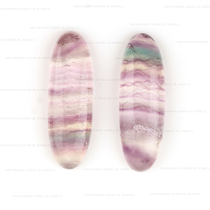 Cabochon de fluorite arc-en-ciel multicolore naturel de haute qualité 10x30mm de long Quartz calibré à dos plat ovale pour la fabrication de bijoux - Product Image 5