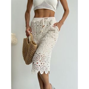 Falda Midi de Algodón 100% con Encaje Natural Guipur Elegante para Mujer TOPSHOW - Venta al por Mayor para Colección de Boutique - Product Image 4