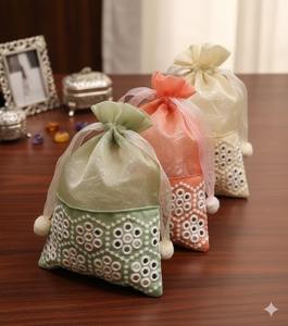 Sacs Potli en Organza à Motifs Traditionnels pour Femmes, Cadeaux, Nouveauté, Mariage, Mehndi, Cadeaux de Retour, Ramadan, Cadeaux Holi - Product Image 2