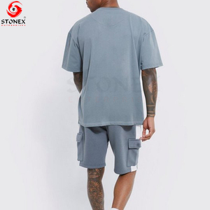 Private Label Blank Sweat Suit Men Plain Tracksuit Custom logo Autumn Two-Piece Short <b>Set</b> Breathable Quick Dry High Street Style - Product Image 4
