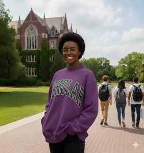 Sudadera de Forro Polar Extra Grande con Logotipo Bordado Personalizado en la Parte Delantera, Cuello Alto Simulado, Manga Larga, para Mujer - Product Image 2