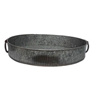 Bandeja de Metal galvanizado para decoración y uso en el servicio con asa para el hogar, restaurante, mesa de comedor, forma redonda, precio más bajo - Product Image 2