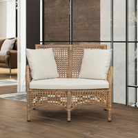 Canapé confortable à deux places de style asiatique classique en Cordella pour hôtel, villa, appartement, salon, fabrication indonésienne CV Craftindo