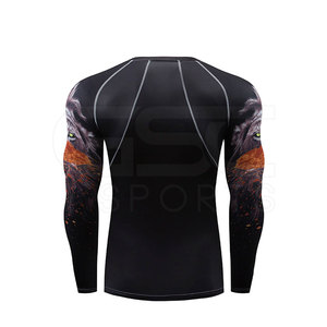 High Quality <b>Men's</b> MMA Rash Guard Long Gym Fitness Wear Polyester & Spandex <b>Compression</b> & Sublimated Printing Custom Logo Adults - Product Image 2