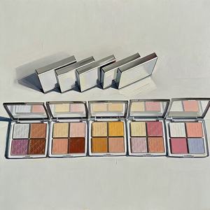 Colorete en polvo de lujo de alta calidad con cuatro tonos de alto brillo, placa facial iluminadora y contorneadora, venta al por mayor de fábrica - Product Image 1