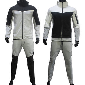 Tenues de sport pour hommes, motif uni, 2 pièces, ensembles de survêtement à fermeture éclair intégrale, manches longues, respirants, légers, grande taille, printemps - Product Image 6
