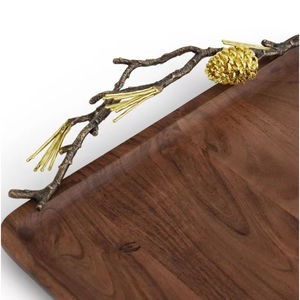 Wooden Tray With Pomegranate Accent Handle <b>Food</b> Snacks Serving Tray Wedding <b>Party</b> and All Events <b>Food</b> Dessert Serving Tray - Product Image 3