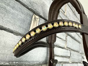 Caballo Tamaño completo Anatómico Acolchado Cavesson Brida-Brown-F Acolchado Comfort Brida Diamante Tamaño Full-Shetty Turquesa - Product Image 3