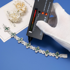 In Bulk Hip Hop Rap Style 925 Silver Iced Out Green Emerald Marquise Cuban Link <b>White</b> Gold Plated Moissanite Diamond <b>Bracelet</b> - Product Image 4