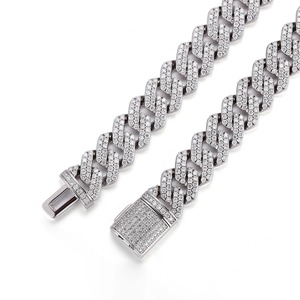 Collar Cubano de Diamantes Cultivados en Laboratorio DEF VS de 12 mm, Oro Blanco Real de 10K, Joyería Hip Hop, Cadena Cubana de Diamantes HPHT, Personalizado de Fábrica - Product Image 2