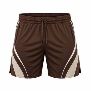 Men's Purple Sport <b>Shorts</b> With White Stripes Quick Dry Drawstring Closure <b>Zipper</b> Pockets - Product Image 2