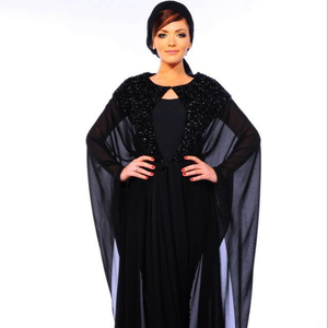 Abaya con estilo negro completo con cuentas funciona más popular en Medio Oriente - Product Image 1
