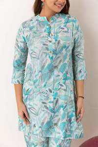 ชุดงานพิมพ์แบบสองชิ้นผ้าคอตตอนแท้ชุดงานพิมพ์ดิจิตอลแบบทำมือสวมใส่ทุกวันทันสมัย - Product Image 4