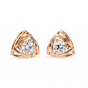 Lab Grown Diamond <b>Stud</b> <b>Earrings</b> Trillion Shaped <b>Rose</b> <b>Gold</b> Solitaire Trendy Modern Daily Wear for Her for Wedding Party IGI - Product Image 3