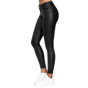 Pantalones de cuero negro personalizados de la mejor calidad para mujer, pantalones deportivos de lona de invierno al por mayor a precio normal - Product Image 6