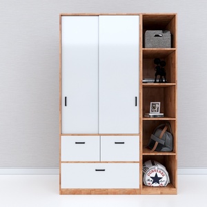 Modern Convertible <b>Folding</b> <b>Wardrobe</b> Module Natural Rubber Wood Flat Pack Home Furniture for Bedroom Light Feature TQA68040 - Product Image 3