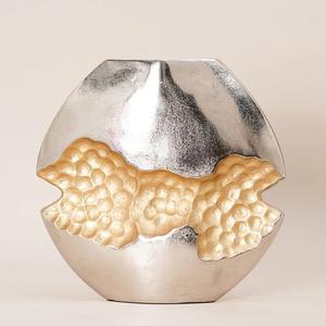 Vase à fleurs en métal plaqué or et argent au design moderne, centre de table pour mariage et décoration d'intérieur - Product Image 1