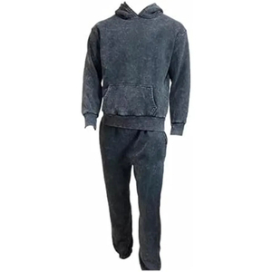 Survêtement personnalisé de jogging deux pièces pour hommes, lavage à l'acide, survêtement en coton molletonné pour femmes, pantalon de survêtement pour hommes - Product Image 5