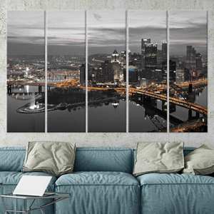 Tableau imprimé sur toile : vue panoramique nocturne, art mural de Pittsburgh, 5P-Gallery Wrapped - Product Image 1