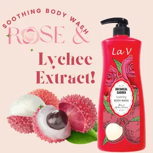 High quality fruity & floral Rose & Lychee, 1000ml exotic fragrance Body Wash Liquid with Rose & Lychee, Peach, Green Apple