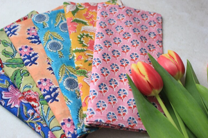 Servilletas personalizadas de tela de algodón de 100 por ciento de colores de otoño, servilletas de comedor hechas a mano bordadas a mano florales surtidas - Product Image 6