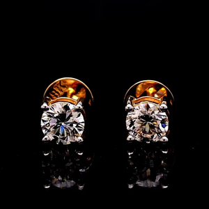 Pendientes de Oro Sólido de 10K con Diamante Cultivado en Laboratorio, Diseño Solitario Brillante y Moderno, con Cierre de Rosca, para Aniversario o Fiesta, Venta al Por Mayor - Product Image 5