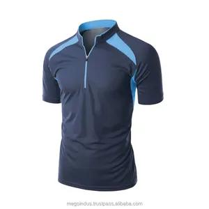 사용자 정의 로고 골프 유니폼 지퍼 맞는 티셔츠 슬림 핏 90% 폴리에스터 10% 스판덱스 골프 폴로 셔츠