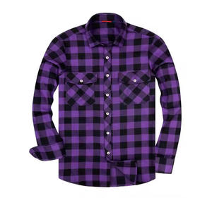 Camisas de franela a cuadros cálidas de otoño e invierno para hombre, diseño de logotipo personalizado de lana de manga larga, estilo informal, patrón sólido, etiqueta personalizada - Product Image 1